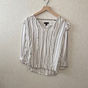 Tribal White and Black Striped Blouse